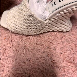 Gianni Bini Cream Woven Mules